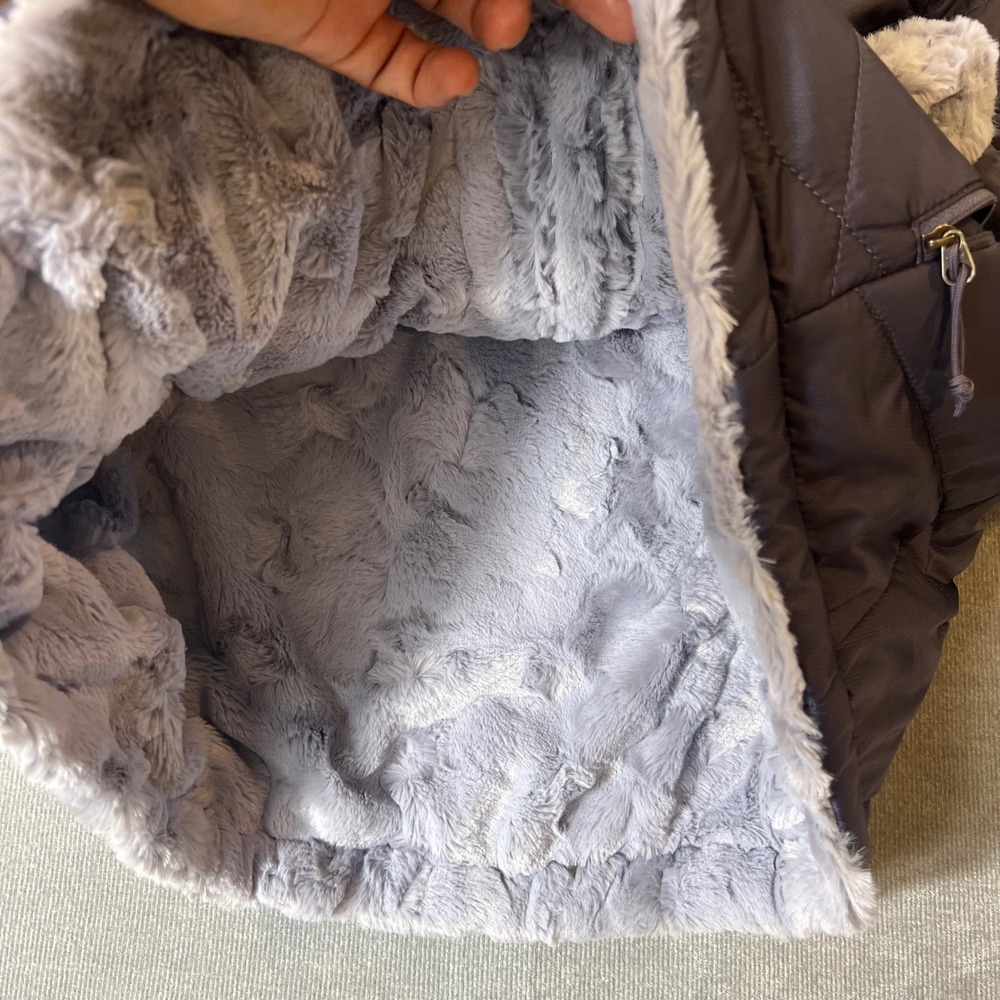 The North Face Mossbud Swirl Reversible Jacket Grey Quilted Fleece Womens Medium - Picture 4 of 6